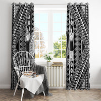 Fiji Custom Rugby National Heritage Window Curtain Black Traditional Masi Inspired