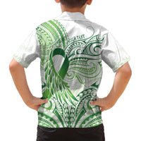 Its Okay Green Ribbon Personalised Family Matching Puletasi and Hawaiian Shirt Polynesian Depression Awareness