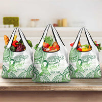 Its Okay Green Ribbon Personalised Grocery Bag Polynesian Depression Awareness