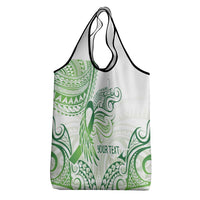 Its Okay Green Ribbon Personalised Grocery Bag Polynesian Depression Awareness