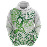 Its Okay Green Ribbon Personalised Zip Hoodie Polynesian Depression Awareness