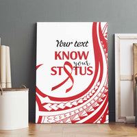 Know Your Status Red Ribbon Personalised Canvas Wall Art Polynesian AIDS Awareness
