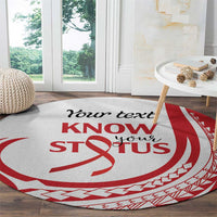 Know Your Status Red Ribbon Personalised Round Carpet Polynesian AIDS Awareness