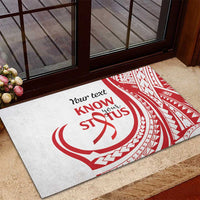 Know Your Status Red Ribbon Personalised Rubber Doormat Polynesian AIDS Awareness