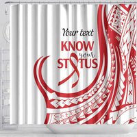 Know Your Status Red Ribbon Personalised Shower Curtain Polynesian AIDS Awareness