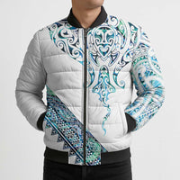 Kahui Whetu Paua shell Kowhaiwhai Taniko Personalised Bomber Puffer Jacket Manta Ray Shark-Turtle Maori Tribal Style LT9 - Polynesian Pride