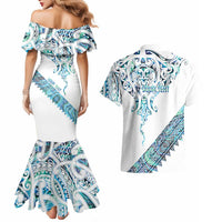 Kahui Whetu Paua shell Kowhaiwhai Taniko Personalised Couples Matching Mermaid Dress and Hawaiian Shirt Manta Ray Shark-Turtle Maori Tribal Style LT9 - Polynesian Pride