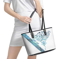 Kahui Whetu Paua shell Kowhaiwhai Taniko Personalised Leather Tote Bag Manta Ray Shark-Turtle Maori Tribal Style