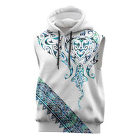 Kahui Whetu Paua shell Kowhaiwhai Taniko Personalised Sleeveless Hoodie Manta Ray Shark-Turtle Maori Tribal Style LT9 Blue - Polynesian Pride