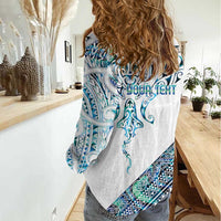 Kahui Whetu Paua shell Kowhaiwhai Taniko Personalised Women Casual Shirt Manta Ray Shark-Turtle Maori Tribal Style LT9 - Polynesian Pride