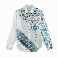 Kahui Whetu Paua shell Kowhaiwhai Taniko Personalised Women Casual Shirt Manta Ray Shark-Turtle Maori Tribal Style LT9 - Polynesian Pride