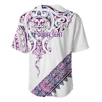 Mawhero Paua shell Kowhaiwhai Taniko Personalised Baseball Jersey Manta Ray Shark-Turtle Maori Tribal Style