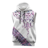 Mawhero Paua shell Kowhaiwhai Taniko Personalised Sleeveless Hoodie Manta Ray Shark-Turtle Maori Tribal Style LT9 Pink - Polynesian Pride