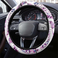 Mawhero Paua shell Kowhaiwhai Taniko Steering Wheel Cover Manta Ray Shark-Turtle Maori Tribal Style