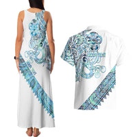 Kahui Whetu Paua shell Kowhaiwhai Taniko Personalised Couples Matching Tank Maxi Dress and Hawaiian Shirt Taniwha Maori Tribal Style LT9 - Polynesian Pride