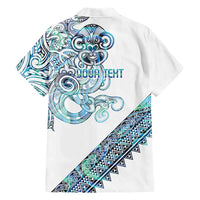 Kahui Whetu Paua shell Kowhaiwhai Taniko Personalised Family Matching Off The Shoulder Long Sleeve Dress and Hawaiian Shirt Taniwha Maori Tribal Style LT9 - Polynesian Pride