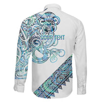 Kahui Whetu Paua shell Kowhaiwhai Taniko Personalised Family Matching Off The Shoulder Long Sleeve Dress and Hawaiian Shirt Taniwha Maori Tribal Style LT9 - Polynesian Pride