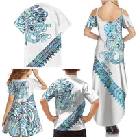 Kahui Whetu Paua shell Kowhaiwhai Taniko Personalised Family Matching Summer Maxi Dress and Hawaiian Shirt Taniwha Maori Tribal Style LT9 - Polynesian Pride