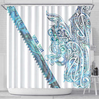 Kahui Whetu Paua shell Kowhaiwhai Taniko Personalised Shower Curtain Taniwha Maori Tribal Style