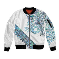 Kahui Whetu Paua shell Kowhaiwhai Taniko Personalised Sleeve Zip Bomber Jacket Taniwha Maori Tribal Style