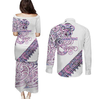 Mawhero Paua shell Kowhaiwhai Taniko Personalised Couples Matching Puletasi and Long Sleeve Button Shirt Taniwha Maori Tribal Style LT9 - Polynesian Pride