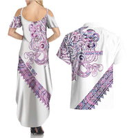 Mawhero Paua shell Kowhaiwhai Taniko Personalised Couples Matching Summer Maxi Dress and Hawaiian Shirt Taniwha Maori Tribal Style LT9 - Polynesian Pride