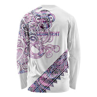 Mawhero Paua shell Kowhaiwhai Taniko Personalised Long Sleeve Shirt Taniwha Maori Tribal Style