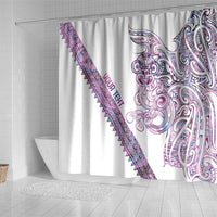 Mawhero Paua shell Kowhaiwhai Taniko Personalised Shower Curtain Taniwha Maori Tribal Style