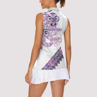 Mawhero Paua shell Kowhaiwhai Taniko Personalised Women Sleeveless Polo Shirt Taniwha Maori Tribal Style LT9 - Polynesian Pride