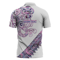 Mawhero Paua shell Kowhaiwhai Taniko Personalised Zipper Polo Shirt Taniwha Maori Tribal Style LT9 - Polynesian Pride