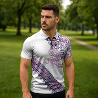 Mawhero Paua shell Kowhaiwhai Taniko Personalised Zipper Polo Shirt Taniwha Maori Tribal Style LT9 - Polynesian Pride