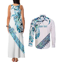 Kahui Whetu Paua shell Kowhaiwhai Taniko Personalised Couples Matching Tank Maxi Dress and Long Sleeve Button Shirt Turtle Tattoo Maori Tribal Style LT9 - Polynesian Pride
