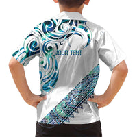 Kahui Whetu Paua shell Kowhaiwhai Taniko Personalised Family Matching Off The Shoulder Long Sleeve Dress and Hawaiian Shirt Turtle Tattoo Maori Tribal Style LT9 - Polynesian Pride