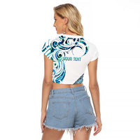 Kahui Whetu Paua shell Kowhaiwhai Taniko Personalised Raglan Cropped T Shirt Turtle Tattoo Maori Tribal Style