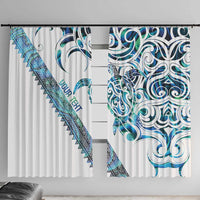 Kahui Whetu Paua shell Kowhaiwhai Taniko Personalised Window Curtain Turtle Tattoo Maori Tribal Style LT9 With Hooks Blue - Polynesian Pride