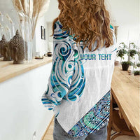 Kahui Whetu Paua shell Kowhaiwhai Taniko Personalised Women Casual Shirt Turtle Tattoo Maori Tribal Style LT9 - Polynesian Pride