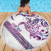 Mawhero Paua shell Kowhaiwhai Taniko Personalised Beach Blanket Turtle Tattoo Maori Tribal Style