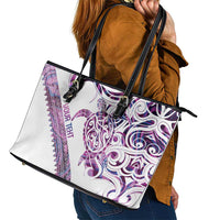 Mawhero Paua shell Kowhaiwhai Taniko Personalised Leather Tote Bag Turtle Tattoo Maori Tribal Style