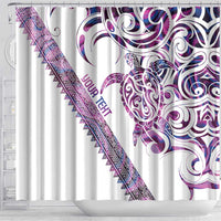 Mawhero Paua shell Kowhaiwhai Taniko Personalised Shower Curtain Turtle Tattoo Maori Tribal Style