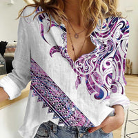 Mawhero Paua shell Kowhaiwhai Taniko Personalised Women Casual Shirt Turtle Tattoo Maori Tribal Style LT9 Female Pink - Polynesian Pride