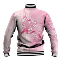 Breast Cancer Awareness Baseball Jacket Maile Pikake Lokelani Crown Flower Lei Inspired