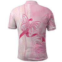 Breast Cancer Awareness Polo Shirt Maile Pikake Lokelani Crown Flower Lei Inspired