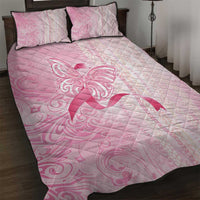 Breast Cancer Awareness Quilt Bed Set Maile Pikake Lokelani Crown Flower Lei Inspired