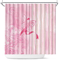 Breast Cancer Awareness Shower Curtain Maile Pikake Lokelani Crown Flower Lei Inspired