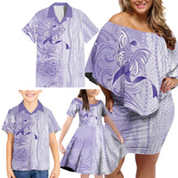 Epilepsy Awareness Family Matching Off Shoulder Short Dress and Hawaiian Shirt Maile Pikake Lokelani Crown Flower Lei Inspired LT9 - Polynesian Pride
