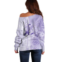 Epilepsy Awareness Off Shoulder Sweater Maile Pikake Lokelani Crown Flower Lei Inspired