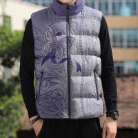 Epilepsy Awareness Sleeveless Puffer Jacket Maile Pikake Lokelani Crown Flower Lei Inspired