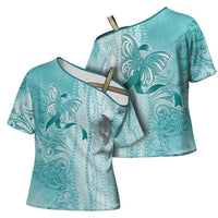 PTSD Awareness Cross Shoulder Shirt Maile Pikake Lokelani Crown Flower Lei Inspired