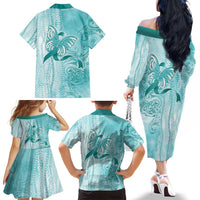 PTSD Awareness Family Matching Off The Shoulder Long Sleeve Dress and Hawaiian Shirt Maile Pikake Lokelani Crown Flower Lei Inspired LT9 - Polynesian Pride