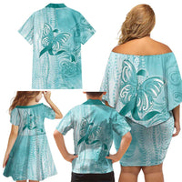 PTSD Awareness Family Matching Off Shoulder Short Dress and Hawaiian Shirt Maile Pikake Lokelani Crown Flower Lei Inspired LT9 - Polynesian Pride